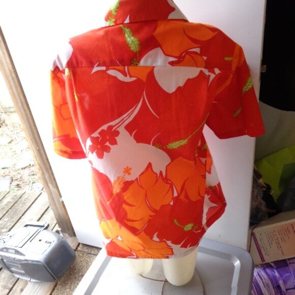 NOS VTG 70s Big Collar LOUD Floral Hawaiian Shirt M Hawaii Nei Polyester AS IS - Picture 4 of 9